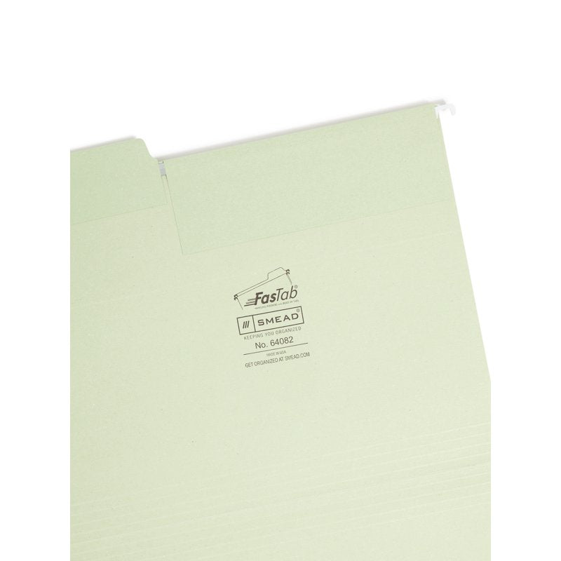 Hanging File Folders Letter Size Moss Pack of 20 - Heavy-Duty Tabbed Office Organization
