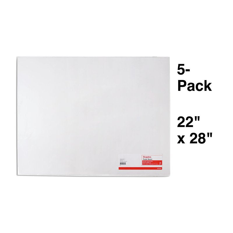 Premium Poster Boards 5-Pack 22 x 28 White - Sturdy Display Boards for Presentations