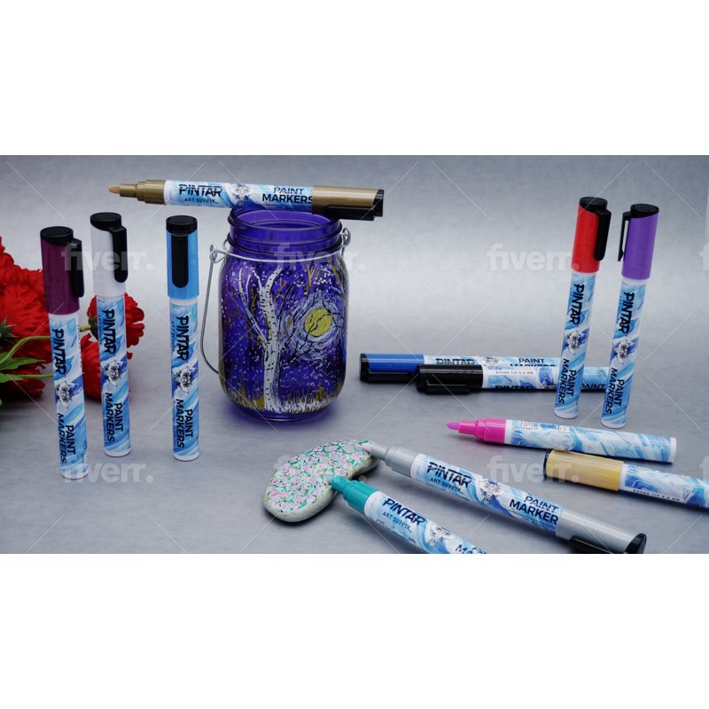 Oil Based Paint Markers Set for Rock, Glass, Wood, Fabric, Plastic - 20 Medium & 4 Fine Tips