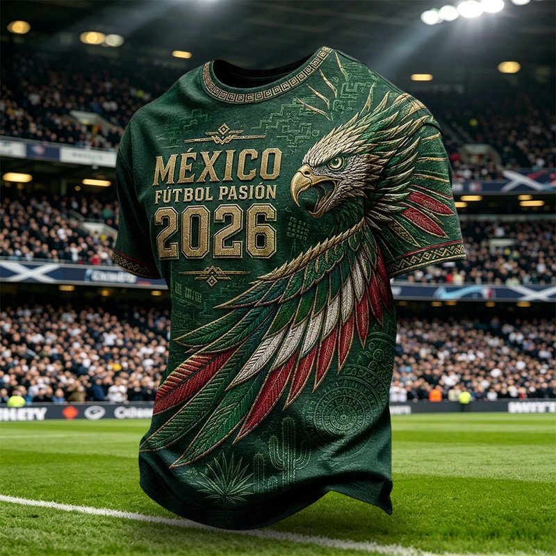 012_Mexico XXXL Mexico Shirts for Men Graphic Soccer T-Shirt - Mexico Flag Print