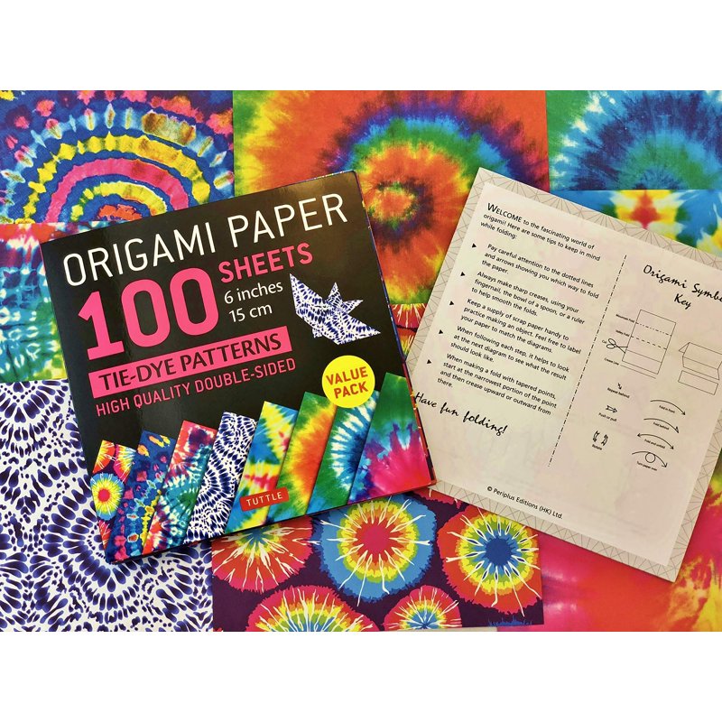 Tie-Dye Pattern Origami Paper Pack - 100 Double-Sided Sheets 6x6 Inch