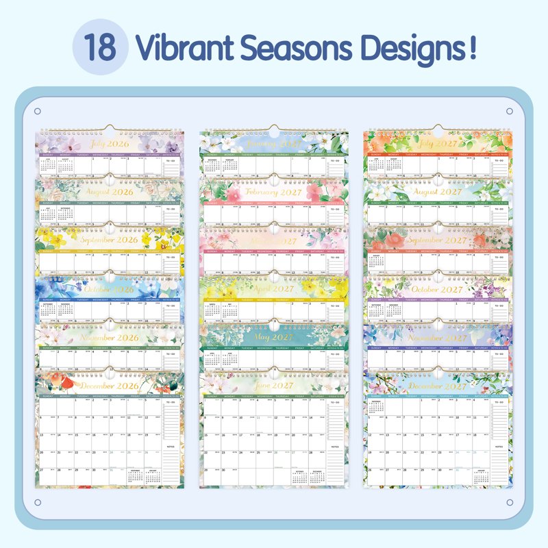 18-Month Wall Calendar July 2026 - December 2027, 11x8.5 Inch, Spiral-Bound