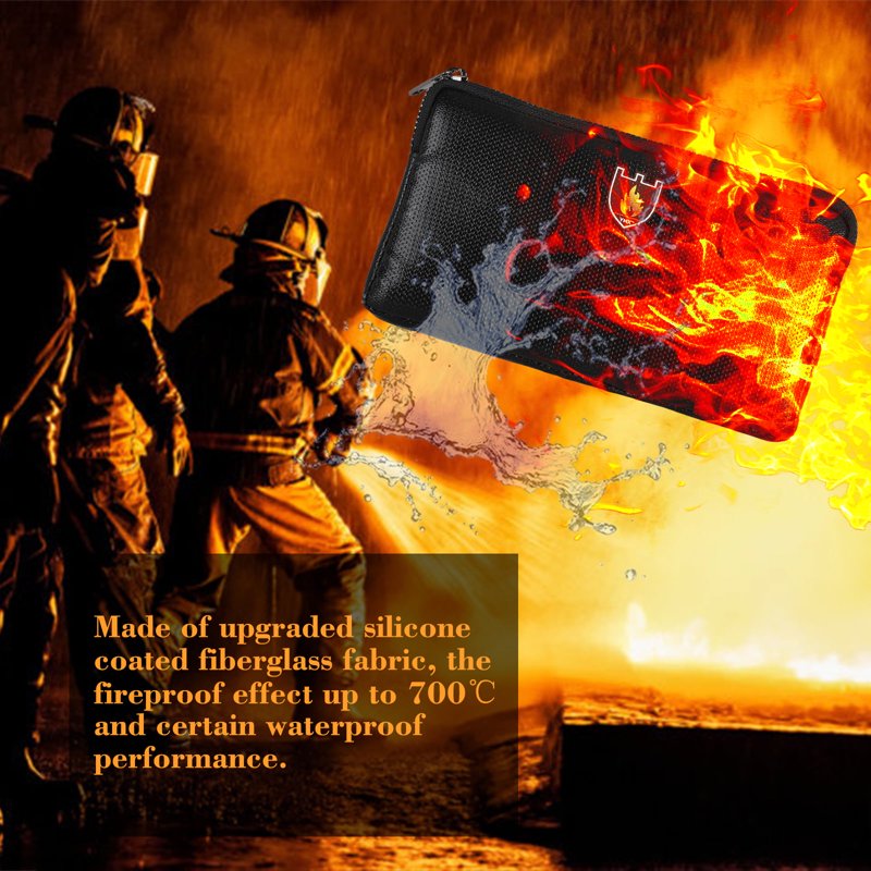 Fireproof Waterproof Document Bag for Cash, Passports & Valuables - 8.2x4.7 Inches