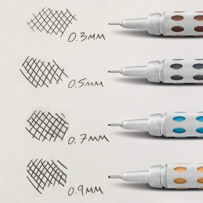 4-Piece Set Drafting Pencils with Leads and Erasers - Graph Gear 1000 0.9mm
