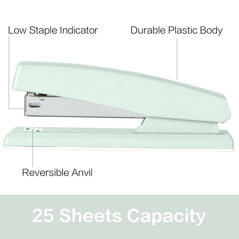 Deli Desktop 3-in-1 Stapler Set – 20-Sheet Capacity, Includes 1000 Staples & Remover, Green