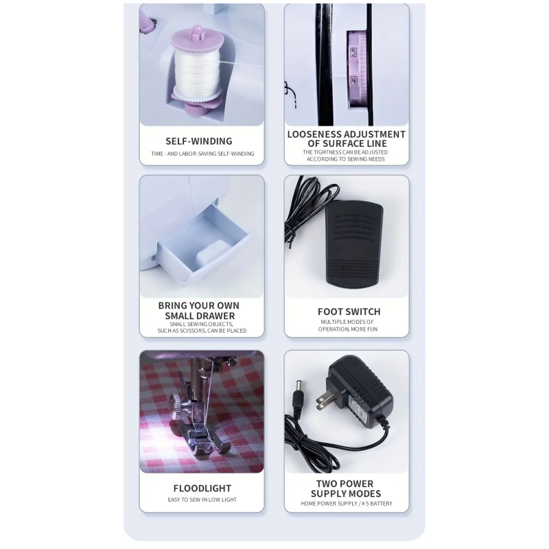Portable Sewing Machine with 12 Stitch Modes, Adjustable Speed & Overlocking for Home & Beginners