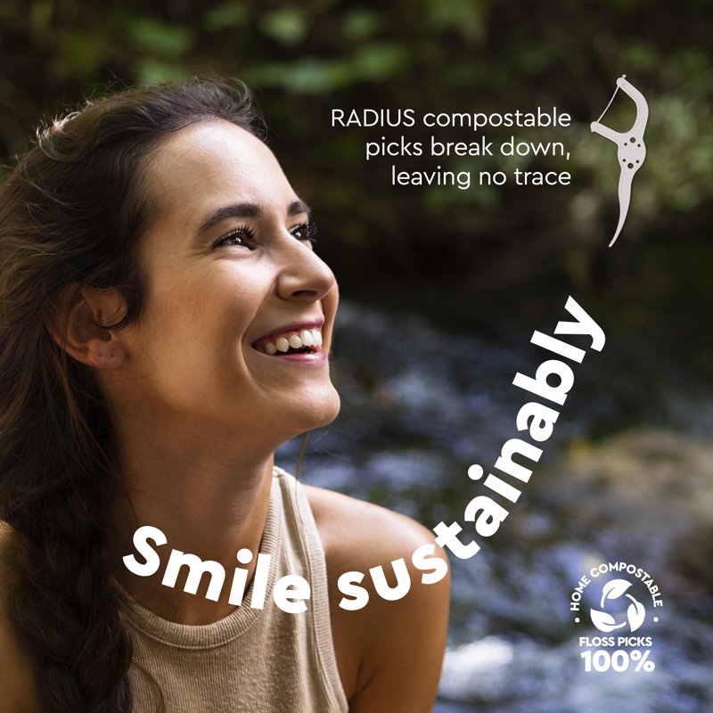 Eco-Friendly Compostable Dental Floss Picks with Toothpick - 75 Count