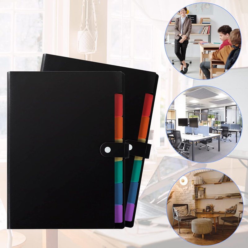 7-Pocket Expanding File Folder Set - Durable Letter & A4 Document Organizer for Office & School
