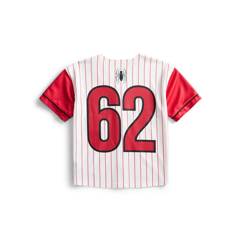 Kids Spider-Man Baseball Jersey Boys Short Sleeve Button-Down T-Shirt