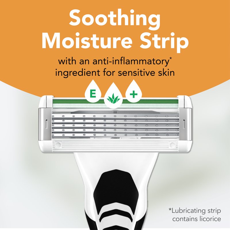 Refillable Men's Razor with Flexible Blades & Sensitive Skin Care - Pack Options