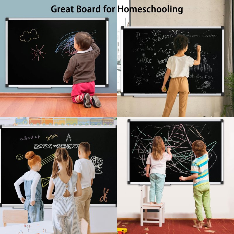 Magnetic Chalkboard for Kids & Home Wall - Dry Erase & Chalk Surface