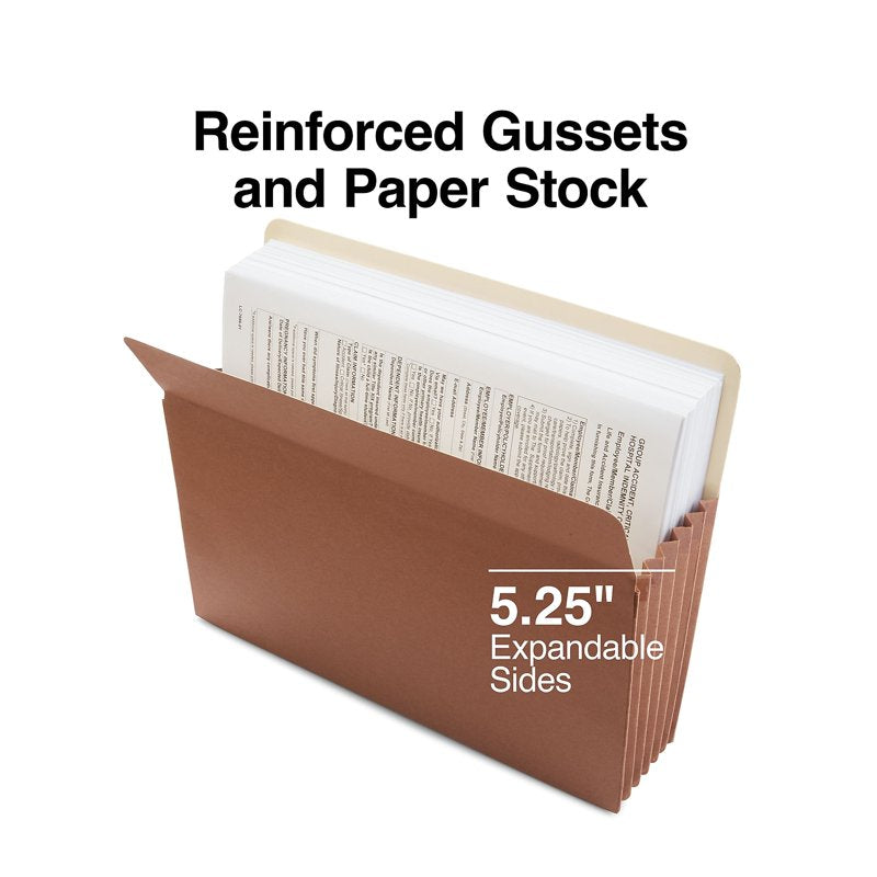 Letter Size Brown Expanding File Pockets - 5.25 Inch Expansion, 10 Pack