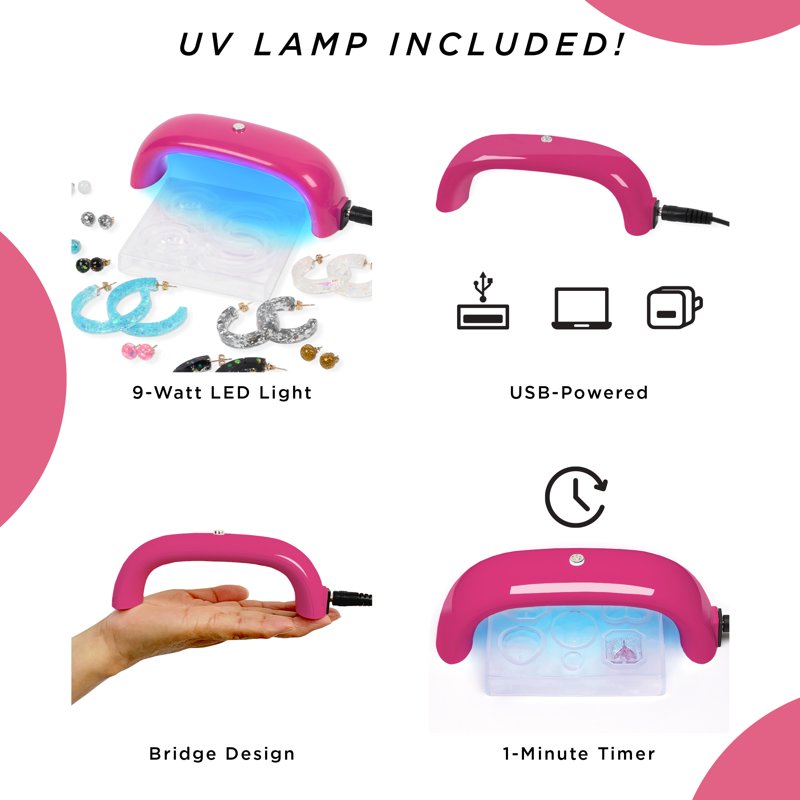 Jewelry-Making Kit with UV Resin Hoop & Stud Earrings - Multi-Color