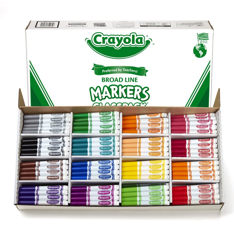Classpack Markers Set of 256 Non-Toxic Broad Line Markers for Classroom & Art