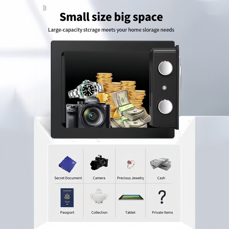 Small Steel Safe Lock Box with Digital Keypad & Keys - Home & Office Security