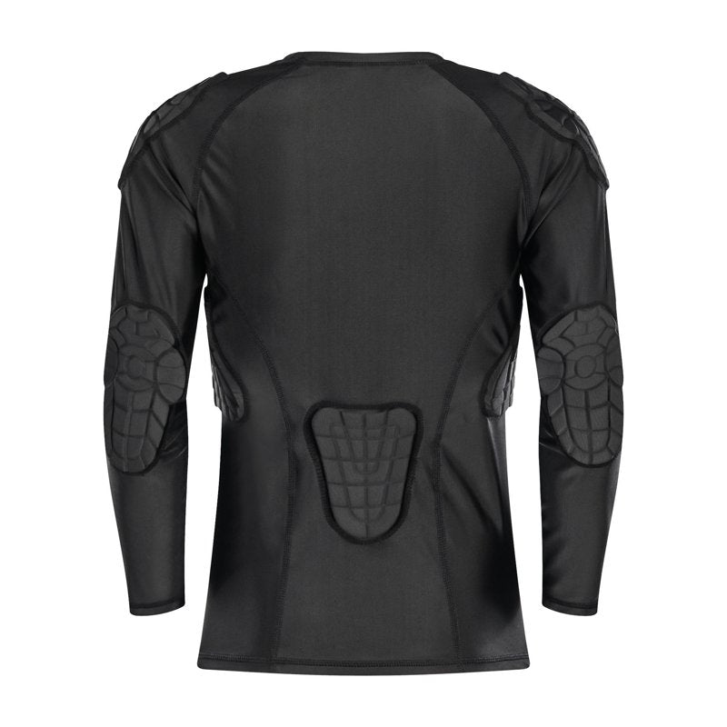 Kids Youth Padded Compression Shirt - Impact-Absorbing Long Sleeve Protective Top