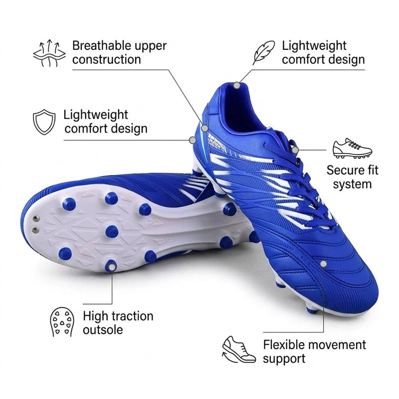 Vizari Valencia FG Soccer Cleats - Wide Fit Men & Women Royal White 10