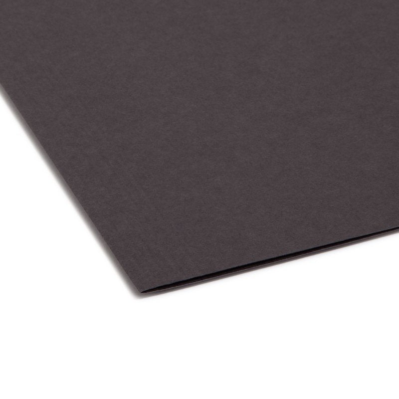 Office Filing Folders with Tabs - 25 Black Letter Size Hanging File Organizers