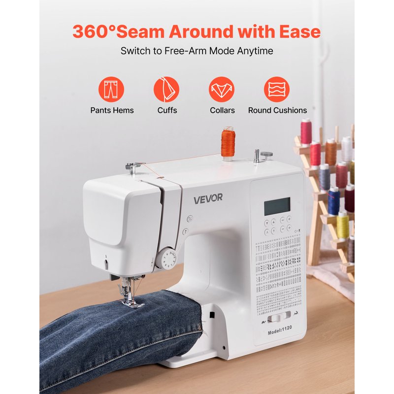 Digital Sewing Machine with LCD Screen, 200 Stitch Applications, Heavy-Duty Metal Frame