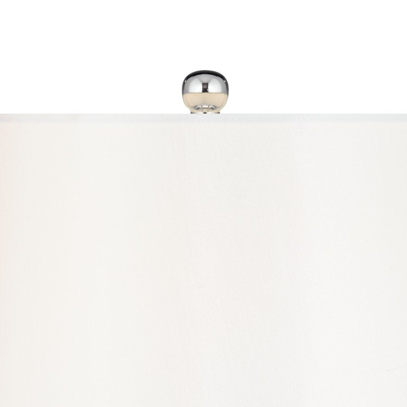 Modern Blue Art Glass Table Lamp with White Tapered Drum Shade - 27 Inch