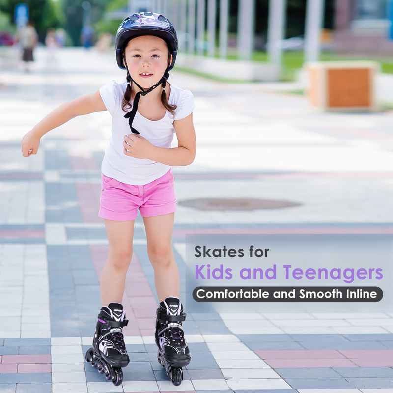 Adjustable Kids Roller Skates with Light-Up Wheels for Beginners, Outdoor Inline Skates