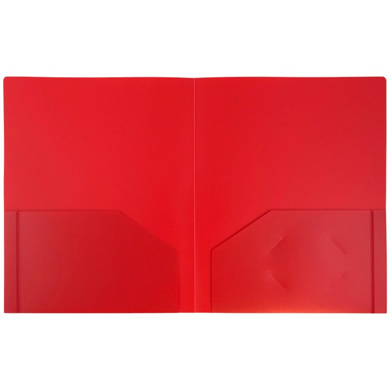 Heavy Duty Plastic Folder Set with 2 Pockets - Assorted Primary Colors, 6 Pack