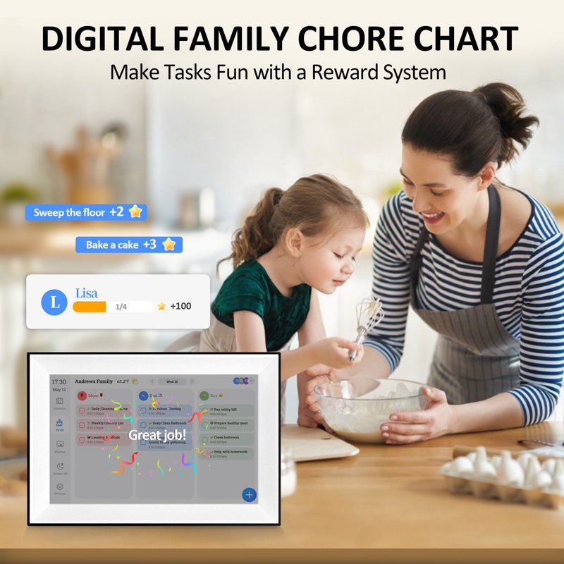 Digital Calendar Planner Touchscreen Display for Family Organization