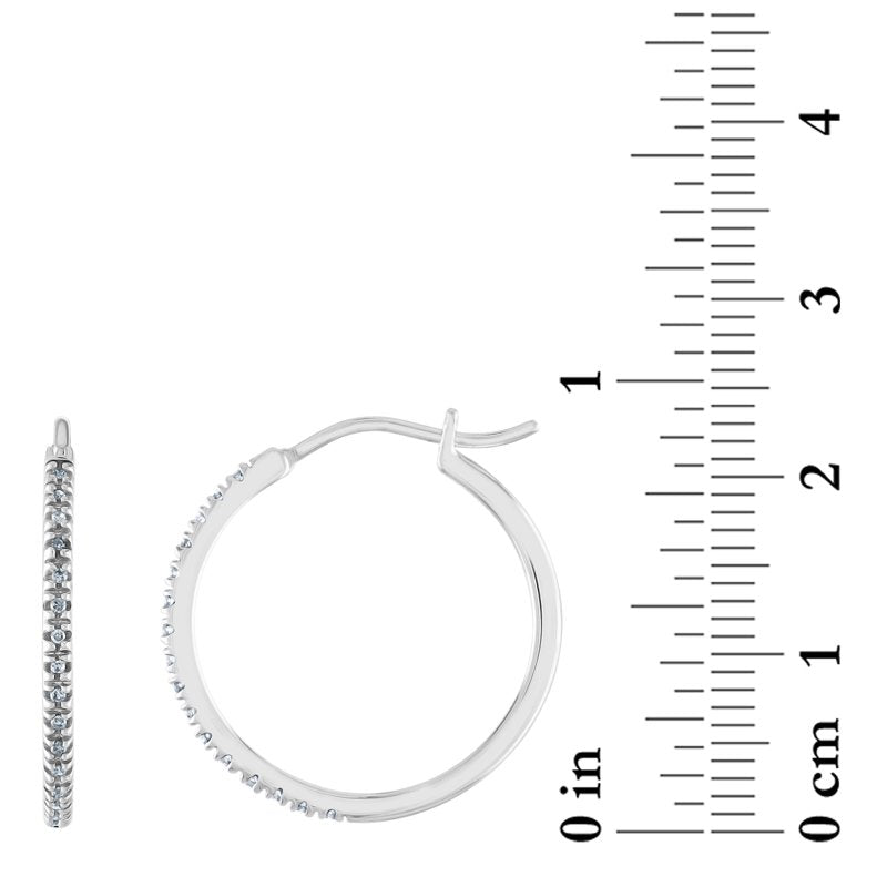 Diamond Hoop Earrings Sterling Silver 1/10 CTTW Jewelry Gift