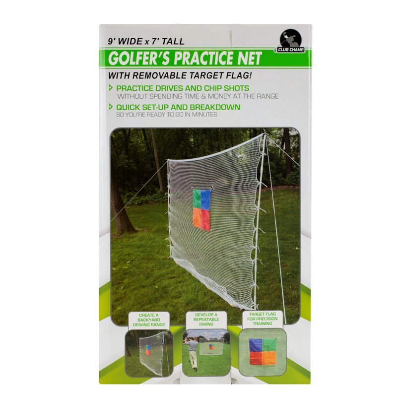 Golf Practice Net with Target Flag 9x7 Feet – Heavy-Duty Golf Swing Trainer