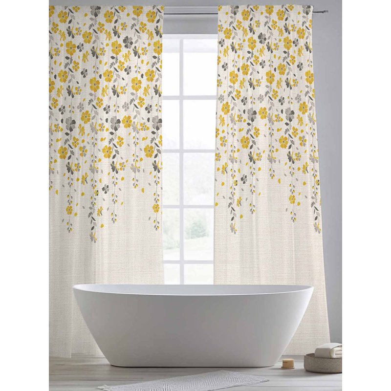Sheer Curtain Panels - Light Filtering Linen Voile Draperies for Living Room & Kitchen