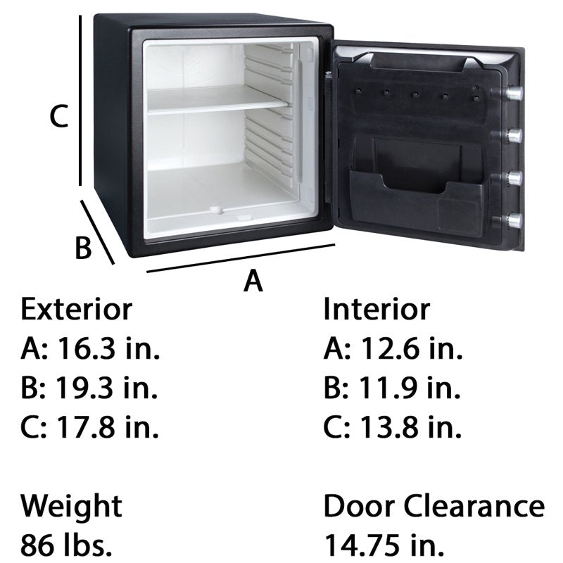 Fireproof Waterproof Security Safe with Touchscreen Alarm 1.2 Cu Ft Black