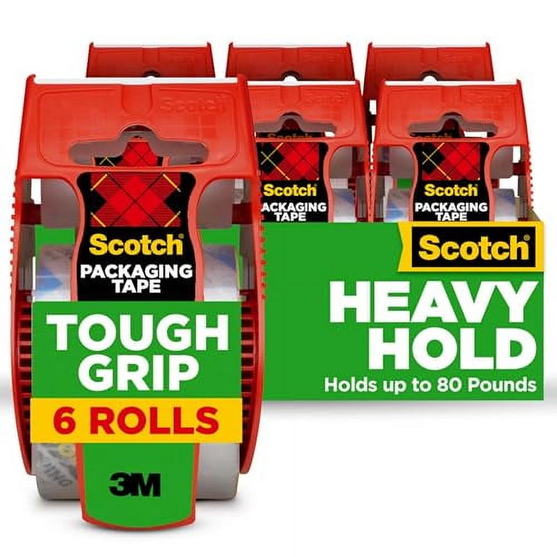 Heavy Duty Packing Tape 1.88 x 22.2 Yd Clear 6 Rolls with Dispensers