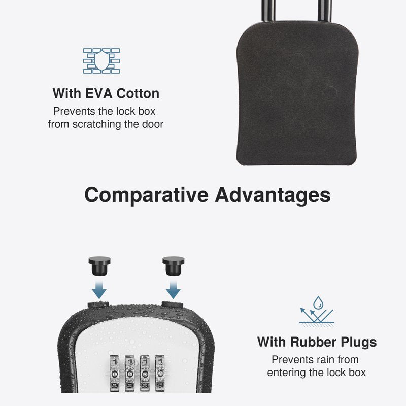 Puroma Combination Lock Box for Keys – Outdoor Wall Mount Safe, 4-Digit Code, Rust-Resistant Gray