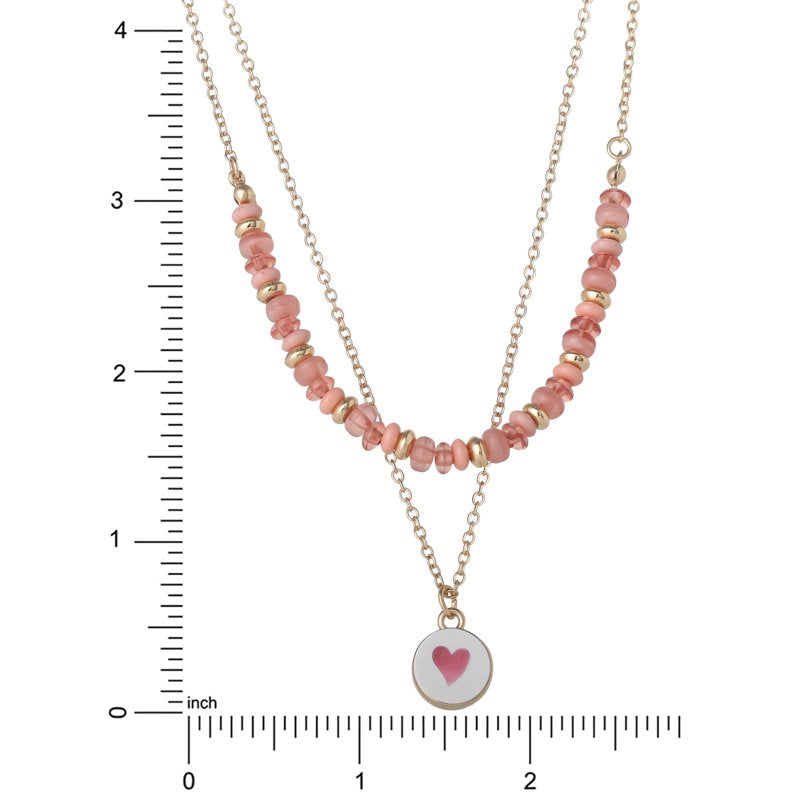 Women's Layered Beaded Heart Necklace with Adjustable Chain - Fashion Jewelry
