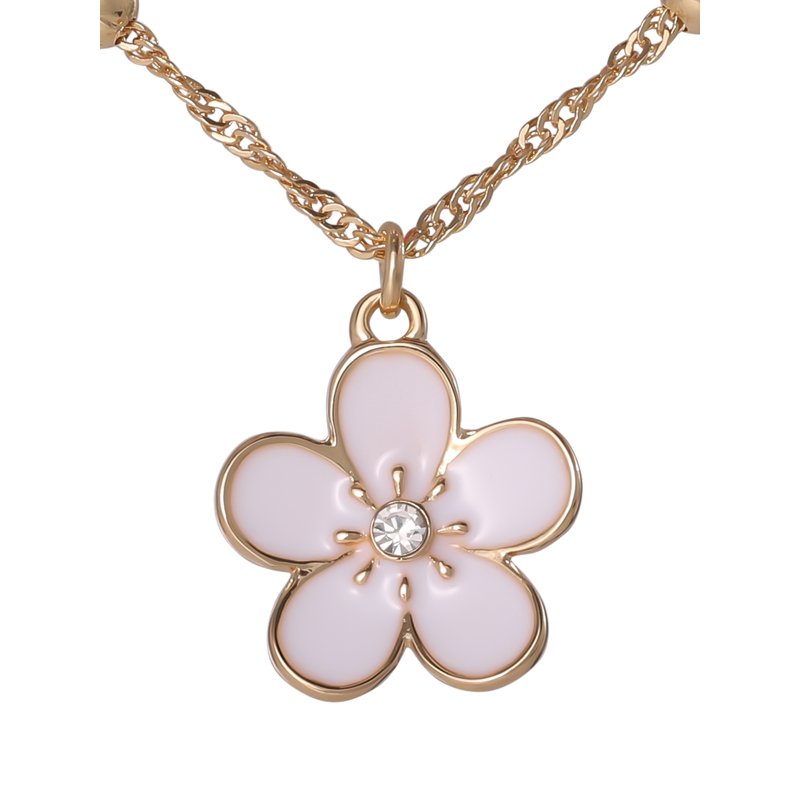 Women's Layered Flower Charm Necklace with Adjustable Chain - Trendy Jewelry Accessory