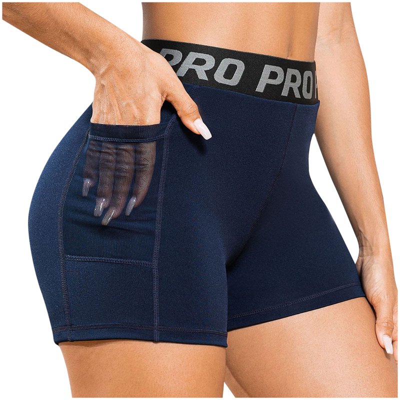 Women’s Spandex Volleyball Shorts with Mesh Pocket - Summer Workout Compression