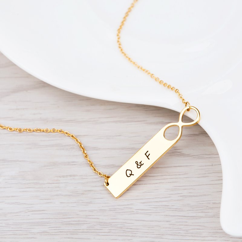 Personalized Infinity Bar Necklace for Women - Custom Engraved Gift for Her