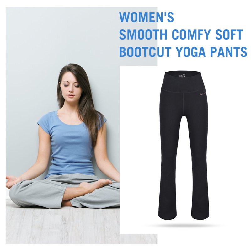 High Waist Cotton Bootcut Yoga Pants with Pockets - Comfy Flare Workout Pants