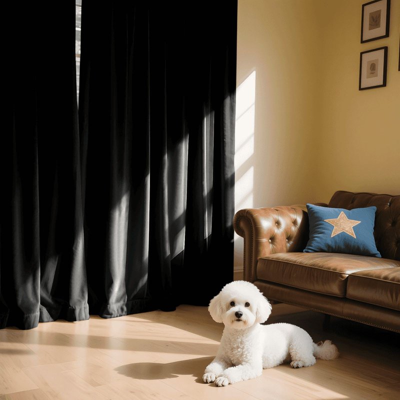 Black Velvet Curtains for Living Room - Thermal Insulated Light Blocking Drapes 52x96