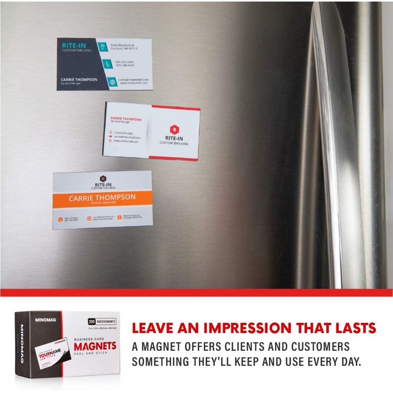 Magnetic Business Card Holders - Peel & Stick Adhesive Backing, 200 Pack