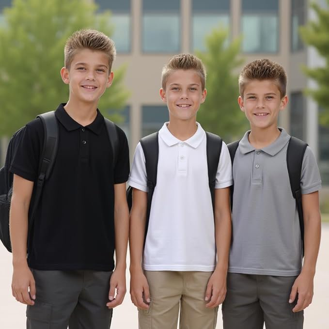 Kids Polo Shirt 2-Pack Short Sleeve Performance Uniforms for School & Sports