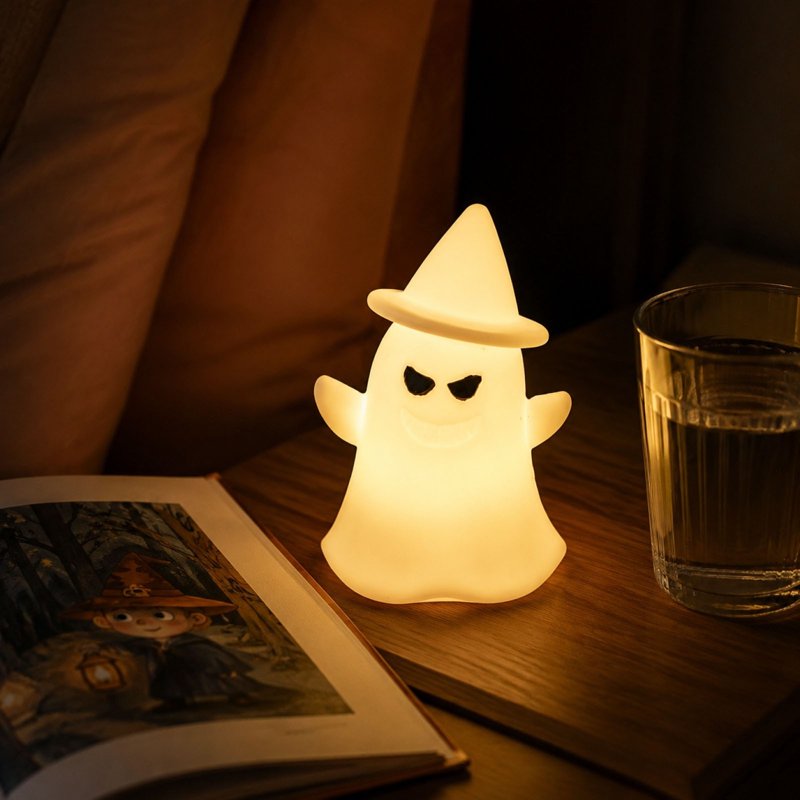 Halloween Ghost Glowing Night Light LED Ambient Lamp Spooky Tabletop Decor
