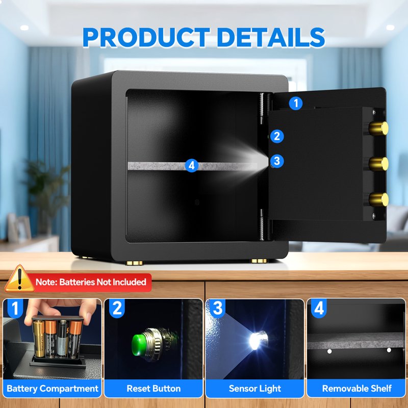Digital Home Safe with Fireproof Waterproof Bag & Adjustable Shelf, 2.5 Cu ft