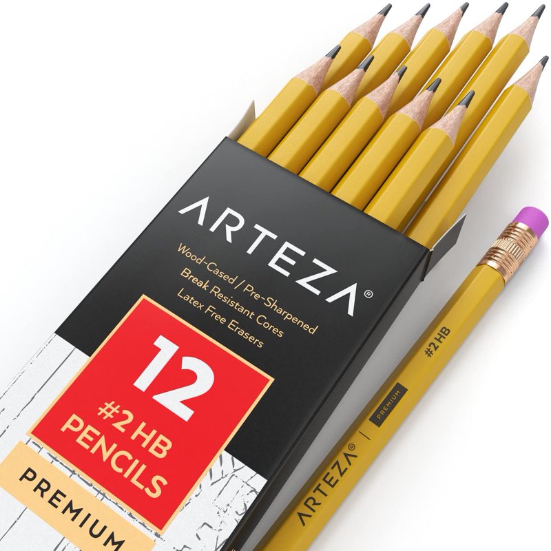 Bulk Wood Cased Pencils #2 HB - Pre-Sharpened, Break-Resistant Lead for Drawing & Writing