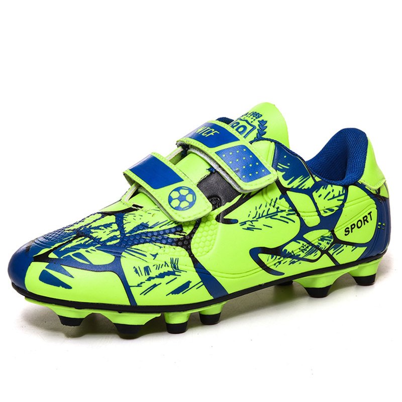 TrendOFT Kids Soccer Cleats Green 7-8 Years, Firm Ground Youth Football Shoes - A10 Green