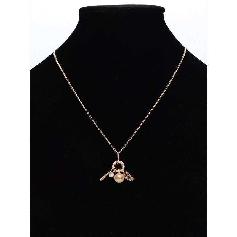 Removable Baseball Charm Necklace in 14K Gold Flash Plated, 18-inch
