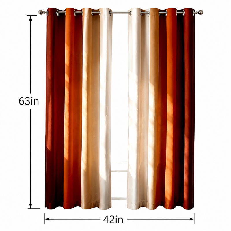 Burnt Orange Ombre Blackout Curtains Set - Modern Room Darkening Drapes for Living & Bedroom 42x63 Inches
