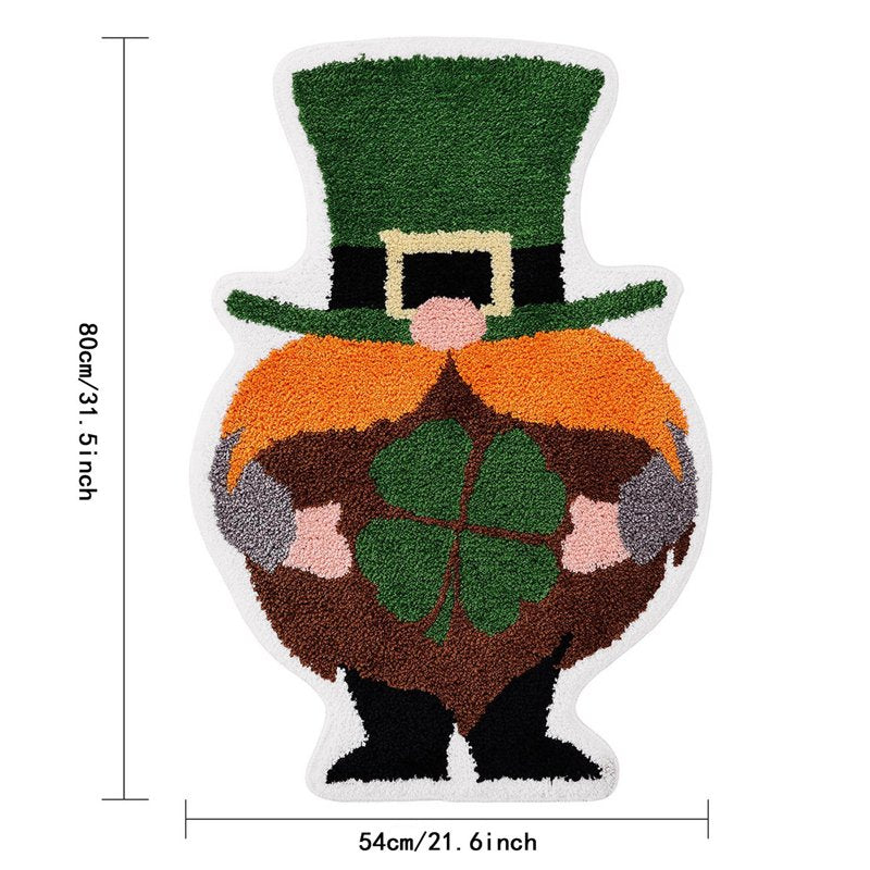 Indoor Outdoor St. Patrick's Day Welcome Door Mat - Green Doormat for Front Door & Kitchen