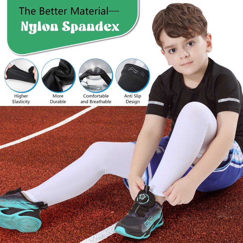 Kids Compression Leg Sleeves 2 Pairs Youth Sports Protective Gear