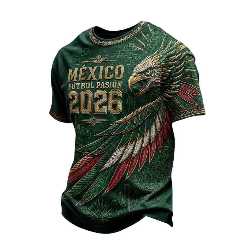 012_Mexico XXXL Mexico Shirts for Men Graphic Soccer T-Shirt - Mexico Flag Print